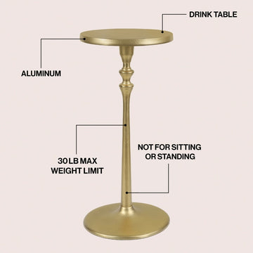 Lulu 19.5" Art Deco Classic Pedestal Round Metal Drink Table and Decorative End Table